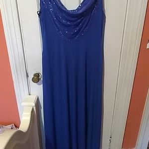 Long draped front dress.